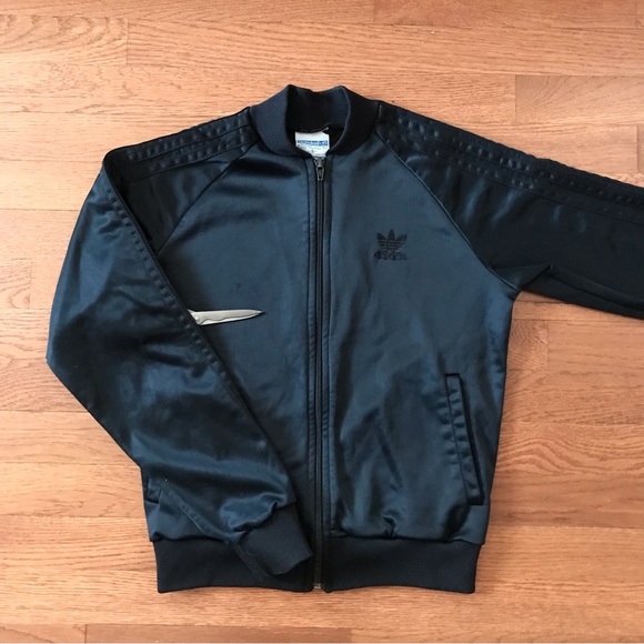 Old School Vintage Adidas Black Track Suit Jacket Size Small (XS) - Picture 15 of 15